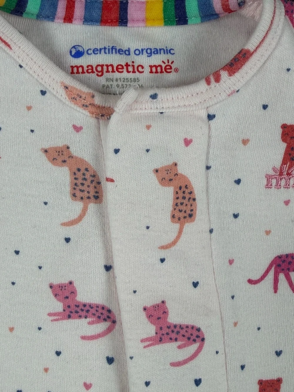 MAGENTIC ME Cheetah Bonita Org Cotton Magnetic Footie- Newborn